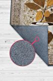 Homshtag Vintage Kahve, Pastel Renkli Vintage Oturma Odası Halısı, Eskitme Kahve Halısı, Desenli Salon Halısı,Kahverengi  Mutfak Halısı, Pamuklu Dokuma Tabanlı Yıkanabilir Dekoratif  Kahvesever Halısı