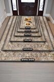Homshtag Vintage Kahve, Pastel Renkli Vintage Oturma Odası Halısı, Eskitme Kahve Halısı, Desenli Salon Halısı,Kahverengi  Mutfak Halısı, Pamuklu Dokuma Tabanlı Yıkanabilir Dekoratif  Kahvesever Halısı