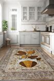Homshtag Vintage Kahve, Pastel Renkli Vintage Oturma Odası Halısı, Eskitme Kahve Halısı, Desenli Salon Halısı,Kahverengi  Mutfak Halısı, Pamuklu Dokuma Tabanlı Yıkanabilir Dekoratif  Kahvesever Halısı