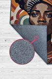 Homshtag Afrikalı Kadın,Renkli Dekoratif Etnik Halı,Kadın Figürlü Renkli Sanat Odası Halısı,Afrika Desensi Turuncu Halı
