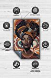 Homshtag Afrikalı Kadın,Renkli Dekoratif Etnik Halı,Kadın Figürlü Renkli Sanat Odası Halısı,Afrika Desensi Turuncu Halı