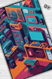 Homshtag Renkli Gamer Odası Halısı,Pastel Tonlu Canlı Renkli Genç Odası Halısı,Oyuncu Odası Halısı,Modern Gamer Halısı