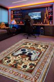 Homshtag Art Deko Gamer Halısı,Çok Renkli Gamer Halısı,Gamepad Figürlü Joystick Desenli Geleneksel Modern Oyuncu Halısı