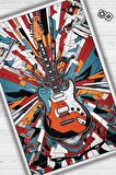 Homshtag Renkli Gitar Halısı,Pop Art Müzik Halısı,Rock Müzik Halısı Elektro Gitar Figürlü Renkli Modern Halı,Müzik Halı