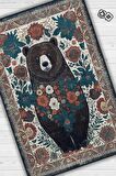 Homshtag Nuh'un Gemisi Koleksiyonu Ayı, Çiçek Desenli Art Deco Tarzı Vintage Halı,Çok Renkli Maksimalist Halı