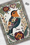Homshtag Nuh'un Gemisi Koleksiyonu Kuş, Çiçek Desenli Art Deco Tarzı Vintage Halı,Çok Renkli Maksimalist Halı