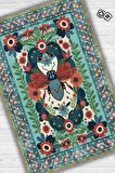 Homshtag Nuh'un Gemisi Koleksiyonu Sinek, Çiçek Desenli Art Deco Tarzı Vintage Halı,Çok Renkli Maksimalist Halı