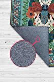 Homshtag Nuh'un Gemisi Koleksiyonu Sinek, Çiçek Desenli Art Deco Tarzı Vintage Halı,Çok Renkli Maksimalist Halı