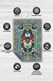 Homshtag Nuh'un Gemisi Koleksiyonu Sinek, Çiçek Desenli Art Deco Tarzı Vintage Halı,Çok Renkli Maksimalist Halı