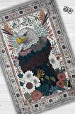 Homshtag Nuh'un Gemisi Koleksiyonu Kartal, Çiçek Desenli Art Deco Tarzı Vintage Halı,Çok Renkli Maksimalist Halı