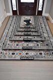 Homshtag Nuh'un Gemisi Koleksiyonu Kartal, Çiçek Desenli Art Deco Tarzı Vintage Halı,Çok Renkli Maksimalist Halı