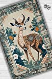 Homshtag Nuh'un Gemisi Koleksiyonu Ceylan, Çiçek Desenli Art Deco Tarzı Vintage Halı,Çok Renkli Maksimalist Halı
