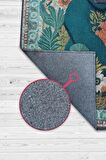 Homshtag Nuh'un Gemisi Koleksiyonu Goril, Çiçek Desenli Art Deco Tarzı Vintage Halı,Çok Renkli Maksimalist Halı
