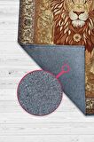 Homshtag Nuh'un Gemisi Koleksiyonu Aslan, Çiçek Desenli Art Deco Tarzı Vintage Halı,Çok Renkli Maksimalist Halı