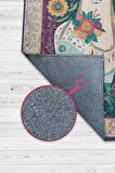 Homshtag Nuh'un Gemisi Koleksiyonu Lama, Çiçek Desenli Art Deco Tarzı Vintage Halı,Çok Renkli Maksimalist Halı