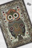 Homshtag Nuh'un Gemisi Koleksiyonu Baykuş, Çiçek Desenli Art Deco Tarzı Vintage Halı,Çok Renkli Maksimalist Halı