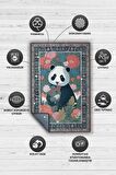 Homshtag Nuh'un Gemisi Koleksiyonu Panda, Çiçek Desenli Art Deco Tarzı Vintage Halı,Çok Renkli Maksimalist Halı