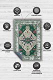 Homshtag Nuh'un Gemisi Koleksiyonu Örümcek, Çiçek Desenli Art Deco Tarzı Vintage Halı,Çok Renkli Maksimalist Halı