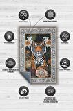 Homshtag Nuh'un Gemisi Koleksiyonu Kaplan, Çiçek Desenli Art Deco Tarzı Vintage Halı,Çok Renkli Maksimalist Halı