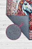 Homshtag Nuh'un Gemisi Koleksiyonu Unicorn, Çiçek Desenli Art Deco Tarzı Vintage Halı,Çok Renkli Maksimalist Halı