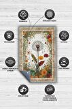 Homshtag Art Deco Karahindiba Vintage Halı Görünümlü Dijital Baskı Çok Renkli Halı, Dekoratif Rustik Çiçekli Halı