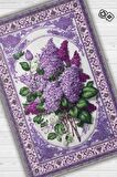 Homshtag Art Deco Leylak Çiçeği Vintage Halı Görünümlü Dijital Baskı Mor Renkli Halı, Dekoratif Rustik Çiçekli Halı