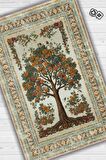 Homshtag Art Deco Meşe Ağacı Vintage Halı Görünümlü Dijital Baskı Çok Renkli Halı, Dekoratif Rustik Çiçekli Halı