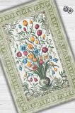 Homshtag Art Deco Tomurcuk Çiçeği Vintage Halı Görünümlü Dijital Baskı Çok Renkli Halı, Dekoratif Rustik Çiçekli Halı