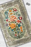 Homshtag Art Deco Bahar Çiçeği Vintage Halı Görünümlü Dijital Baskı Çok Renkli Halı, Dekoratif Rustik Çiçekli Halı