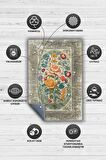 Homshtag Art Deco Bahar Çiçeği Vintage Halı Görünümlü Dijital Baskı Çok Renkli Halı, Dekoratif Rustik Çiçekli Halı