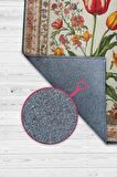 Homshtag Art Deco Lale Çiçeği Vintage Halı Görünümlü Dijital Baskı Çok Renkli Halı, Dekoratif Rustik Çiçekli Halı