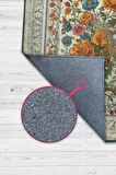Homshtag Art Deco Kır Çiçeği Vintage Halı Görünümlü Dijital Baskı Çok Renkli Halı, Dekoratif Rustik Çiçekli Halı