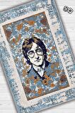 Homshtag John Lennon ,Modern Çiçek Desenli Art Deco Vintage Halı,Çok Renkli Maksimalist Halı