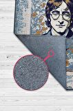 Homshtag John Lennon ,Modern Çiçek Desenli Art Deco Vintage Halı,Çok Renkli Maksimalist Halı