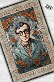 Homshtag Woody Allen ,Modern Çiçek Desenli Art Deco Vintage Halı,Çok Renkli Maksimalist Halı