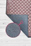 Homshtag Etnik Desenli Pembe Renkli Halı Vintage Bordürlü Halı Geometrik Desenli Dijital Baskı Halı