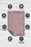 Homshtag Etnik Desenli Pembe Renkli Halı Vintage Bordürlü Halı Geometrik Desenli Dijital Baskı Halı