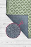 Homshtag Etnik Desenli Yeşil Renkli Halı Vintage Bordürlü Halı Geometrik Desenli Dijital Baskı Halı