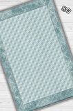 Homshtag Etnik Desenli Mavi Renkli Halı Vintage Bordürlü Halı Geometrik Desenli Dijital Baskı Halı