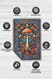 Homshtag Art Deco Mantar Vintage Halı Görünümlü Dijital Baskı Renkli Halı Rustik Çiçekli Halı