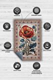 Homshtag Art Deco Gelincik Vintage Halı Görünümlü Dijital Baskı Renkli Halı Rustik Çiçekli Halı