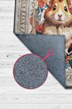 Homshtag Nuh'un Gemisi Koleksiyonu Hamster Çiçek Desenli Temalı Vintage Renkli Maksimalist Halı