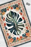 Homshtag Art Deco Deve Tabanı Vintage Halı Görünümlü Dijital Baskı Renkli Halı Rustik Çiçekli Halı