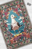 Homshtag Nuh'un Gemisi Koleksiyonu Martı Çiçek Desenli Temalı Vintage Renkli Maksimalist Halı