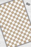 Homshtag Bej Beyaz Damalı Halı Mutfak Halısı Kareli Oturma Odası Halısı Retro Tarzı Salon Halısı