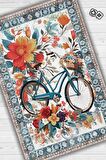 Homshtag Bisiklet Desenli Halı Çok Renkli Halı Spor Severe Hediye Halı Spor Sever İçin Çiçekli Halı