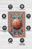 Homshtag Basketbol Topu Desenli Halı Çok Renkli Halı Spor Severe Hediye Halı Spor Sever İçin Çiçekli Halı