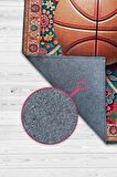 Homshtag Basketbol Topu Desenli Halı Çok Renkli Halı Spor Severe Hediye Halı Spor Sever İçin Çiçekli Halı
