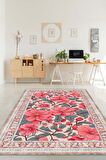 Homshtag Art Deco Begonya Vintage Halı Görünümlü Dijital Baskı Renkli Halı Rustik Çiçekli Halı