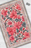 Homshtag Art Deco Begonya Vintage Halı Görünümlü Dijital Baskı Renkli Halı Rustik Çiçekli Halı